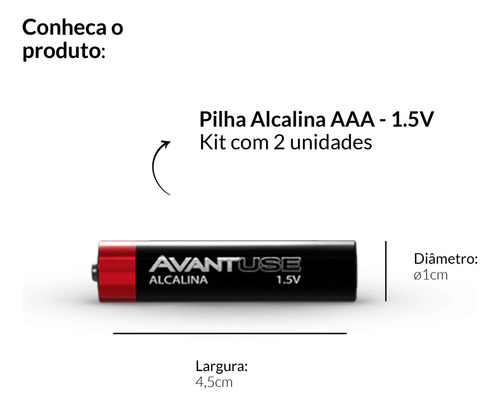 Kit 2 Pilhas Alcalina Aaa Palito 1.5v Avant Use