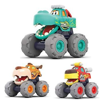 Moontoy Toy Cars For 1 2 3 Year Old Boys, 3 Pack Frictio Ssb
