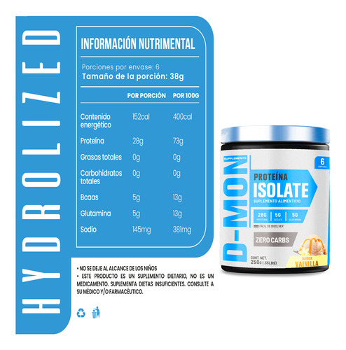 Evolutio Proteina Suero D Leche Whey Wp100 250g Sabores Dmon Vainilla