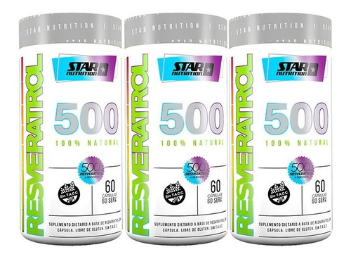 Resveratrol 500 Star Nutrition Antioxidante 60 Cap X 3 Un