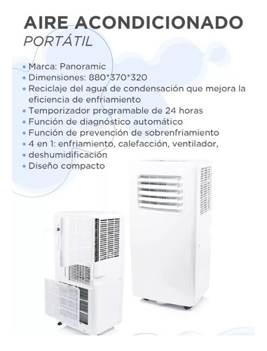 Imagen 2 de 9 de Aire Acondicionado Portátil Frio/calor 2600w Panoramic Ap045