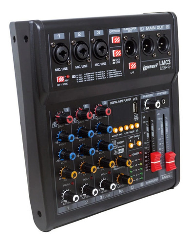 Imagem 2 de 3 de Mesa De Som Lexsen 3 Canais Lmc3 Com Interface E Bluetooth