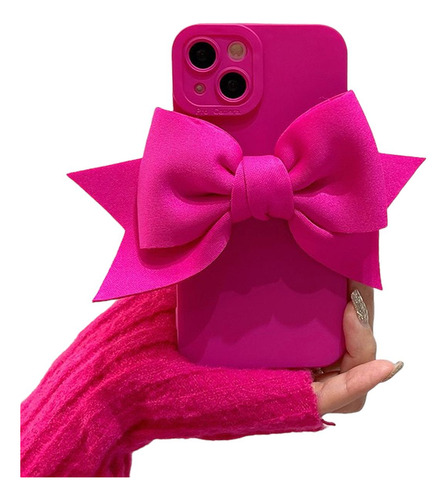 Imagen 8 de 8 de Funda De Goma Con Moño Para iPhone + Mica Protectora Mujer
