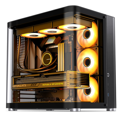 Jonsbo Tk-2 Negro Atx Mid-tower Pc Case, Diseno De Vidrio Hi