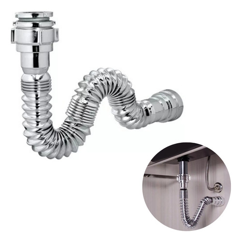 Kit 10 Sifão Cromado Extensivo 72cm Sanfonado Multiuso Wordlx Pia Banheiro Cozinha