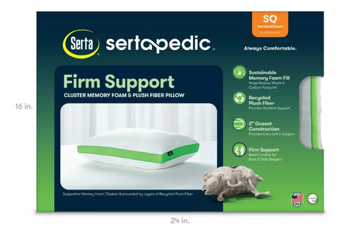 Almohada Para Cama Sertapedic Memory Foam Estandar Queen