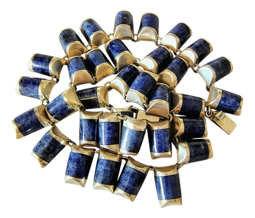Collar Taxco De Plata 925 Y Lapizlazuli Gris Y Azul (Usado)