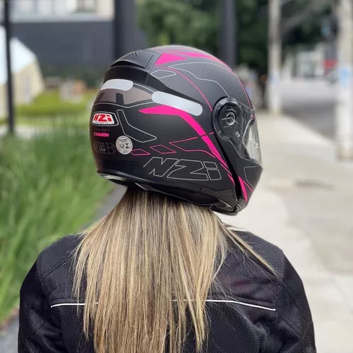 Capacete Moto Articulado NZI Combi2 Duo Sword Preto Vermelho - Nacar