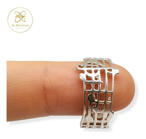 Imagen 4 de 7 de Anillo Plata Notas Musicales