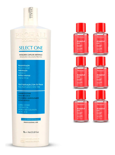 Select One Prohall 1 Litro + 6 Óleo De Argan Finalizador 7ml