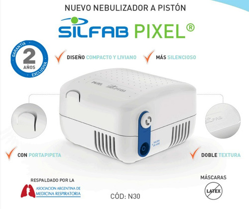 Nebulizador A Pistón Silfab Pixel N30 Con Aspirador Nasal