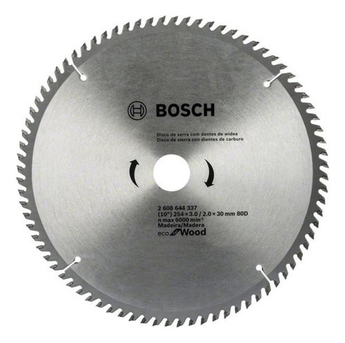 Disco De Corte Bosch - Sierra Circular 254mm  - 80 Dientes