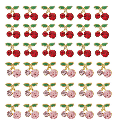 Pegatinas De Uñas 3d Con Forma De Cereza, Gemas, 36 Unidades
