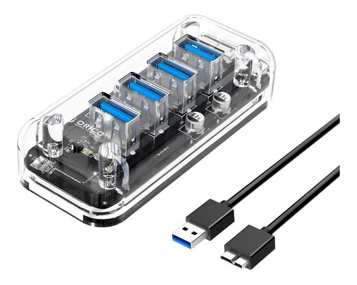 Hub Usb 3.0 Multiplicador 4 Puertos Pc Notebook Transparente