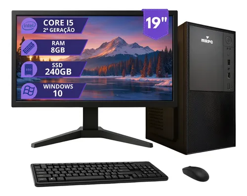 Pc Computador Completo Intel I5 8gb Ssd 240gb Monitor 19 240 Gb 8 Gb Placa De Video Integrada