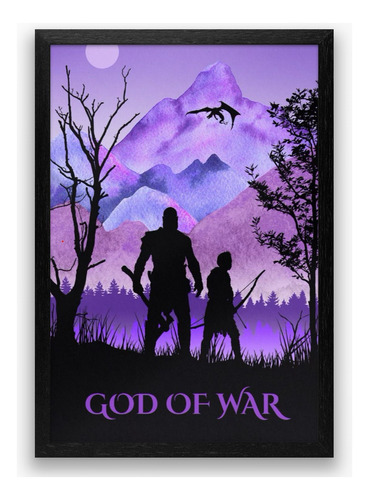 Cuadro God Of War Ragnarok Kratos Marco Vidrio 51x36 Poster 