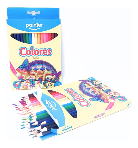 Caja De Creyones De Colores Pointer Cuerpo Redondo 36