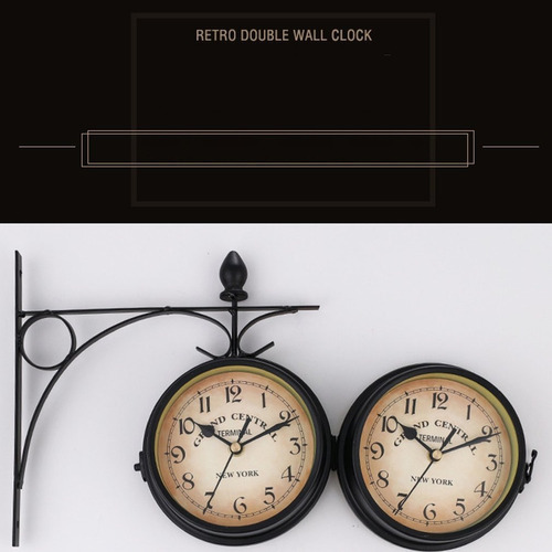 Reloj De Pared De Metal De Doble Cara Para Colgar En La Pare
