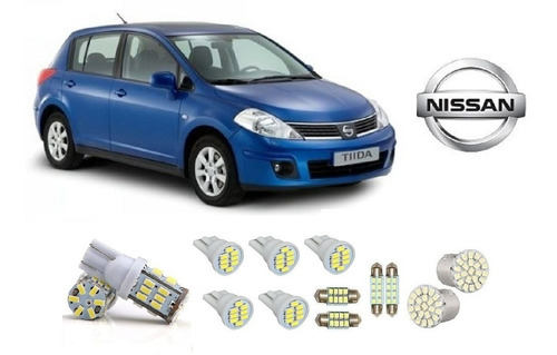 Kit 13 Lampadas Leds Smd Pingo Teto Placa Re Nissan Tiida