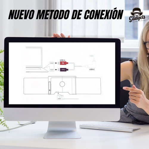 2 Pantallas Para Laptop Portátil Doble Monitor 14'' Usb-c