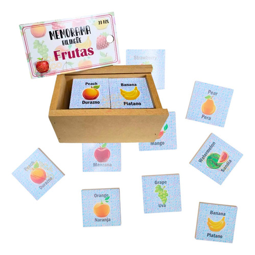 Juego Mesa Memoria De Frutas Material Didáctico Madera Niños