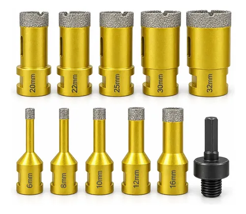Kit Broca Diamantada M14 Porcelanato Mármore Granito 11 Pçs