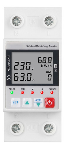 Medidor Consumo Wifi Protección Sobre Bajo Voltaje 63a Tuya