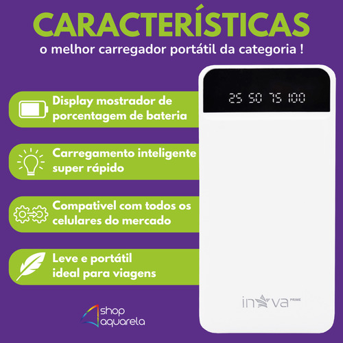 Carregador Portátil Power Bank Turbo 30000mah Carga Rápida