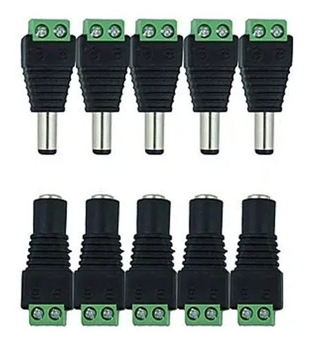 Pack X5 Par Conector Dc Hembra Y Macho De Poder Cámaras