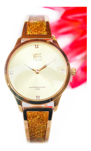 Reloj Yess Original Dorado Elegante Dama + Envío Gratis