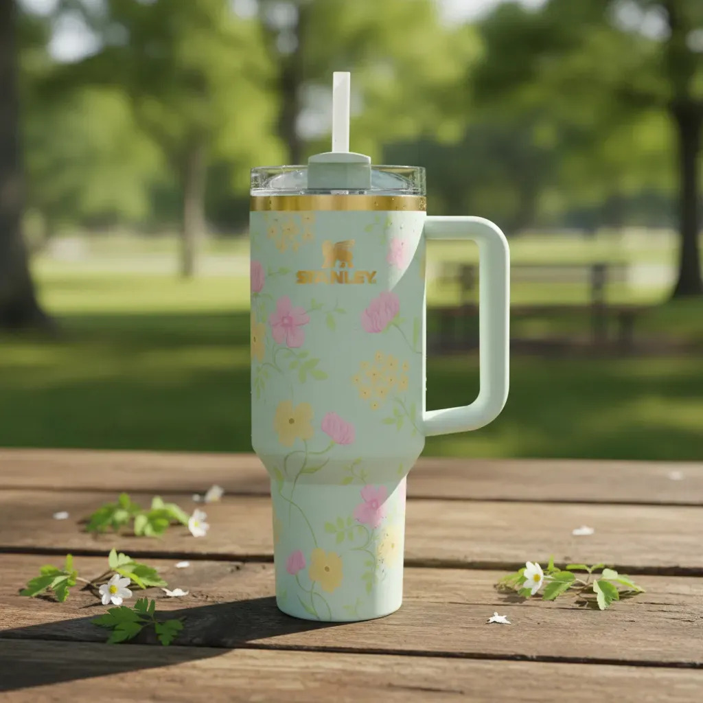Vaso Stanley Quencher Flowstate 1.18 Lts H2.0 Frío Color Spring Blossom