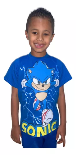Camiseta Sonic Infantil Camisa Fantasia Manga Curta Estampas