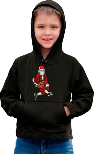 Sudadera Infantil Unisex Navideña Santa Basquetbolista Balon