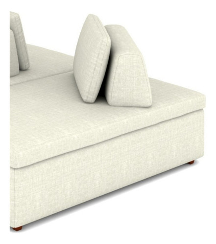 Sofá Ilha Modular Em Linho Com Encosto Movel 2,70 M Kauai Cor Bege Desenho Do Tecido Liso