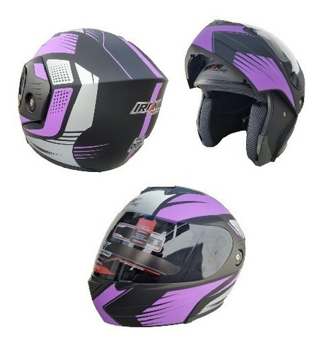 Casco Abatible Dot Mujer Dama Morado Neon Mate Motocicleta