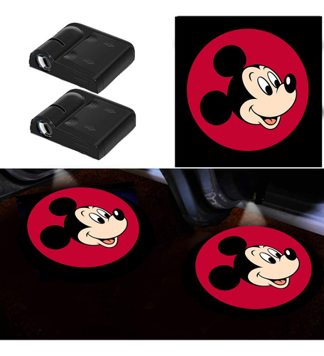 Proyector De Luces De Puerta De Coche Para Mickey Mouse, 2pc