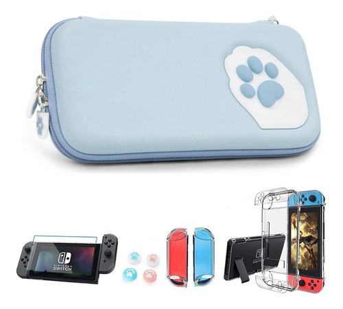 Kit De Accesorios Con Estuche Para Nintendo Switch-gato Azul