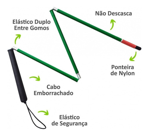 Imagem 2 de 8 de Bengala P/ Deficiente Visual Baixa Visão Dobrável Alumínio