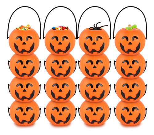 Mini Cubo De Calabaza Portátil De Halloween, 16pcs 2.5...