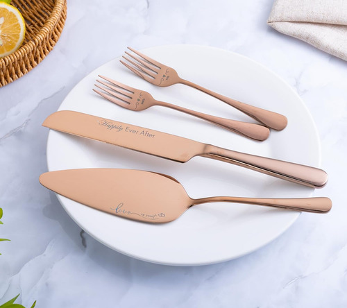 Juego De Cuchillo Y Servidor Para Pastel De Boda, Tenedores