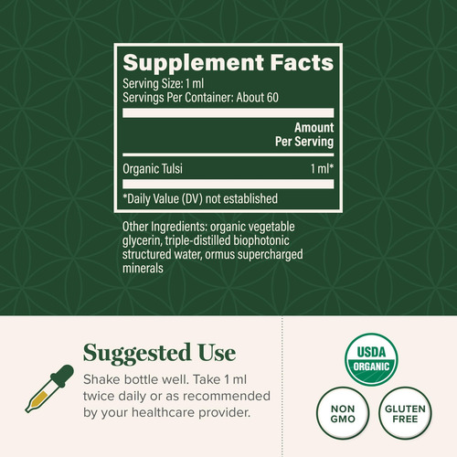 Suplemento Global Healing Organic Tulsi Holy Basil 60 Ml