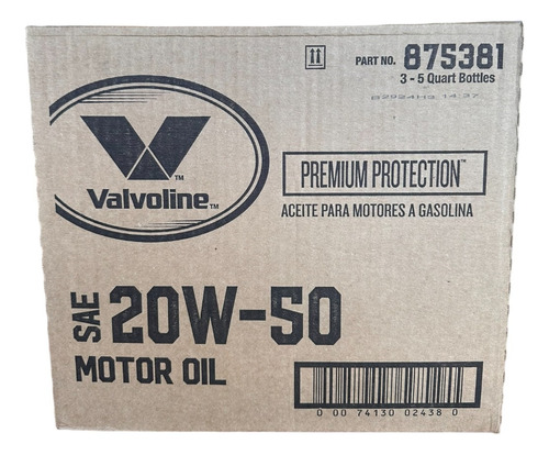 Kit De 3 Garrafas Aceite 20w50 Valvoline Premium Protection