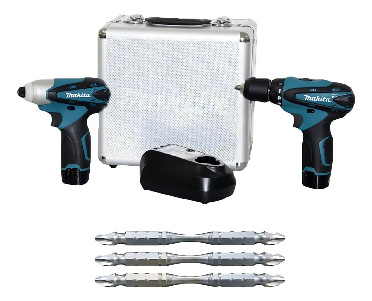 Combo Furadeira Parafusadeira Makita Lct204 + Kit Bits Cor Azul-turquesa