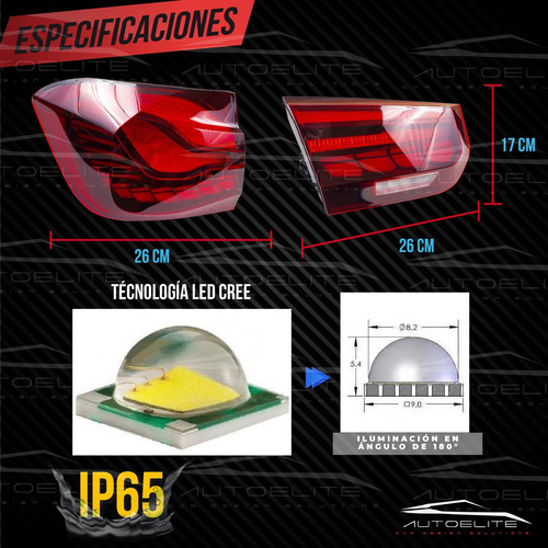 Imagen 4 de 10 de Calaveras Led Bmw Serie 3 M3 F30 F35 F80 2013 - 2018 Rojas