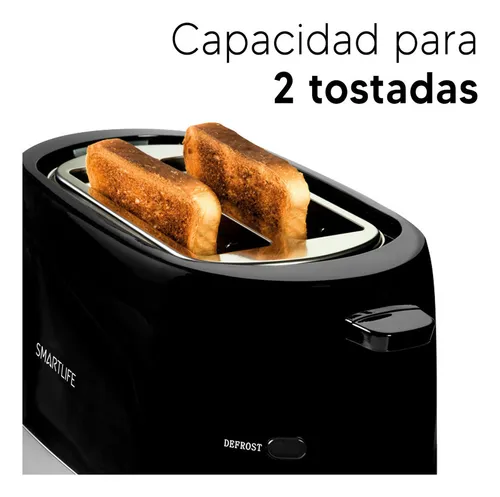 Tostadora Smartlife 850w 2 Panes 7 Niv 4 Func Negra Color Negro