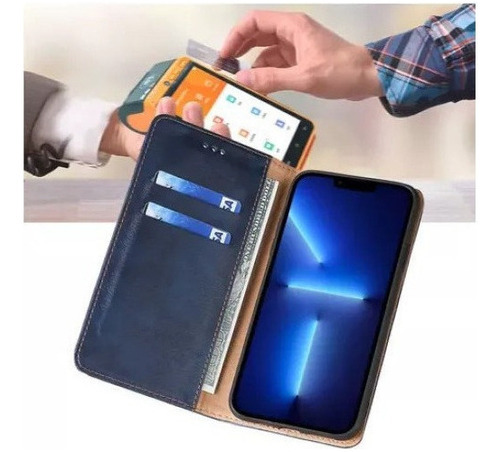 Funda protectora para iPhone, tipo cartera, color azul, iPhone 6plus