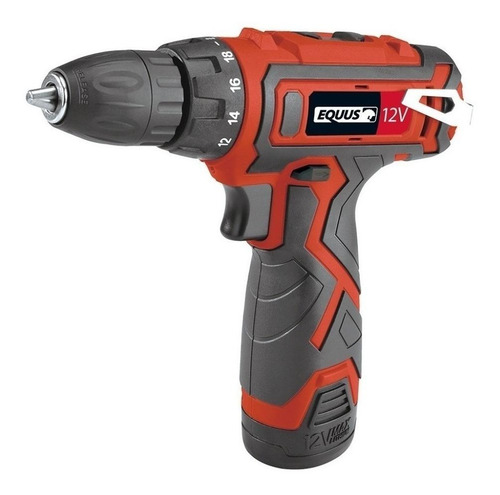 Imagen 1 de 4 de Taladro atornillador inalámbrico de 10mm Equus 13201S 12V + accesorios con maletín de transporte 220V
