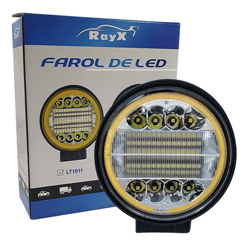 Farol Milha Ray-x Redondo Led Âmbar Drl 38 Leds 114w Lt1011