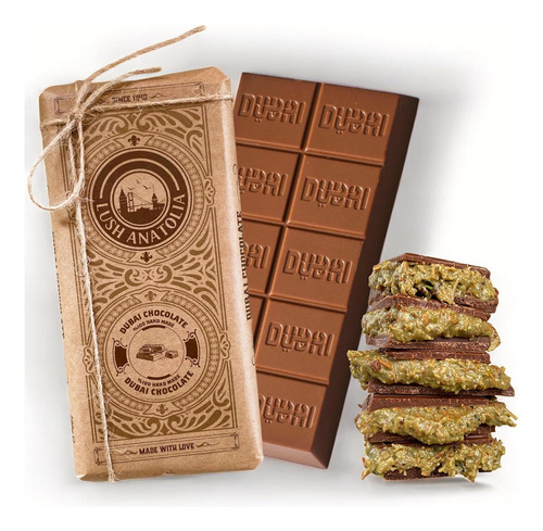 Dubai - Barra Kunafa De Chocolate Con Pistacho, 7.05 Oz (7 O