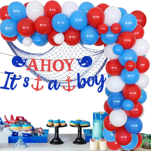 Decoraciones Náuticas De Baby Shower Para Niño, Ahoy Es Un K